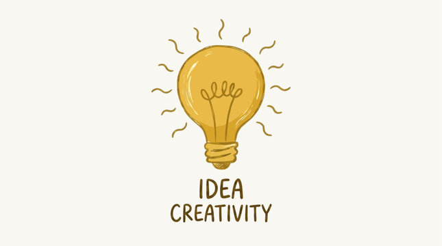 Vibrant yellow light bulb icon in a modern flat cartoon style representing creativity innovation inspiration and a brilliant new idea concept for business start-ups and clever invention