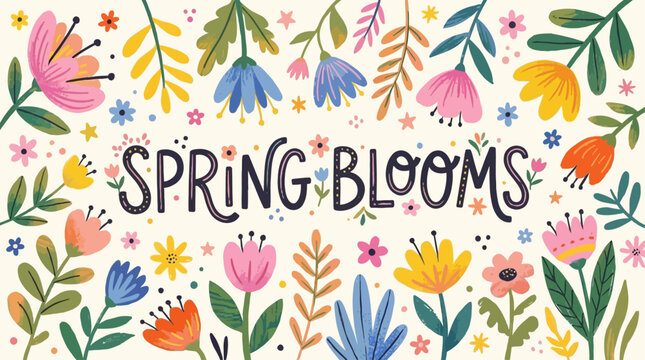 Elegant spring themed horizontal banner featuring delicate hand-drawn floral pattern botanical illustration and decorative element on a clean minimalist aesthetic background for web header