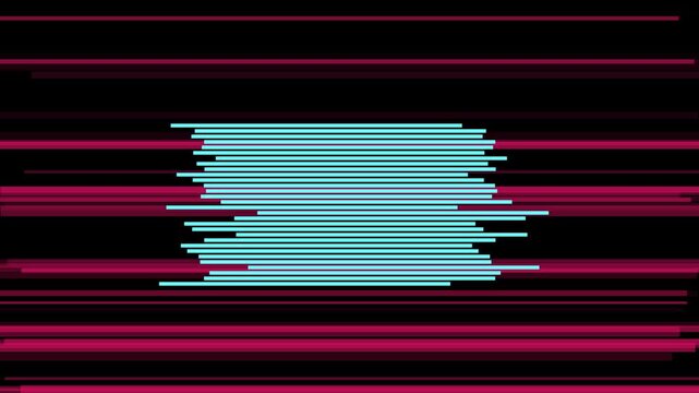 Abstract digital glitch animation 4k background, with cyan and, magenta horizontal lines, for modern tech motion