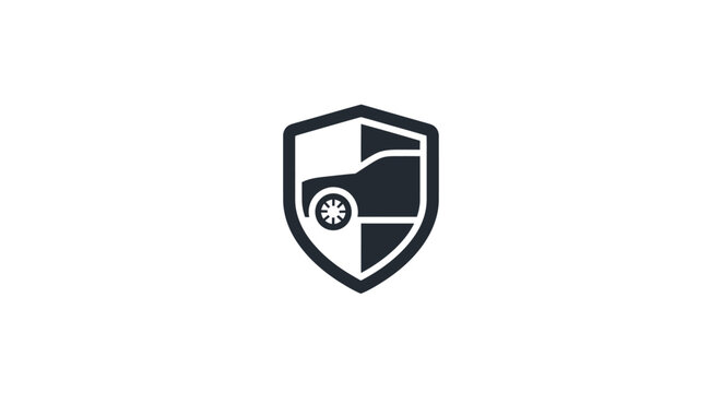 Shield logo with camera lens design.