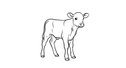 A simple line drawing of a calf standing on a white background with minimal shading. © ahmad