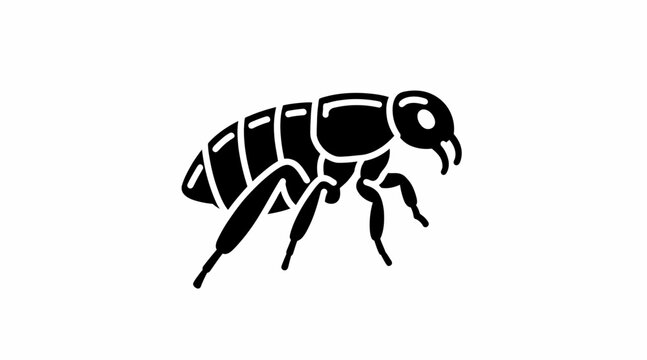 Black flea silhouette isolated on white background. Insect vector icon.