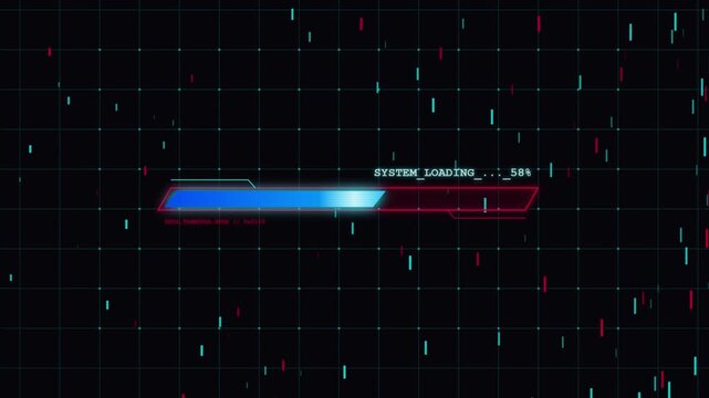 Cyberpunk Neon Loading Bar Glitch Effect Dark Sci-Fi for Game Intro and Film Title