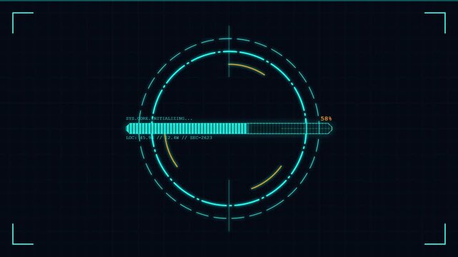 Sci-Fi HUD Tactical Loading Bar Rotating Rings Dark for Game Cinematic and Tech Presentation