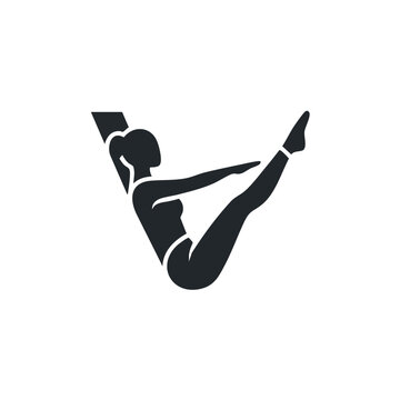 Minimalist Woman Pilates Boat Pose Silhouette Vector