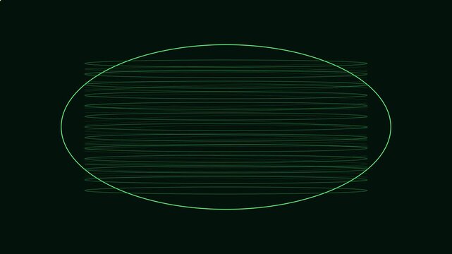 Abstract green neon oval pulse waveform animation 4k background