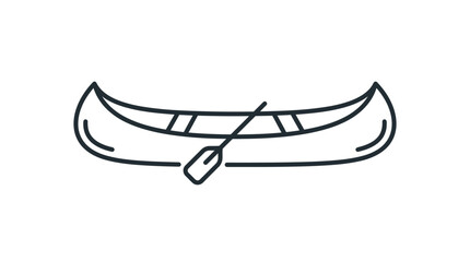 Line drawing of a canoe with a paddle on a white background in a simple graphic style. © Dhiyak