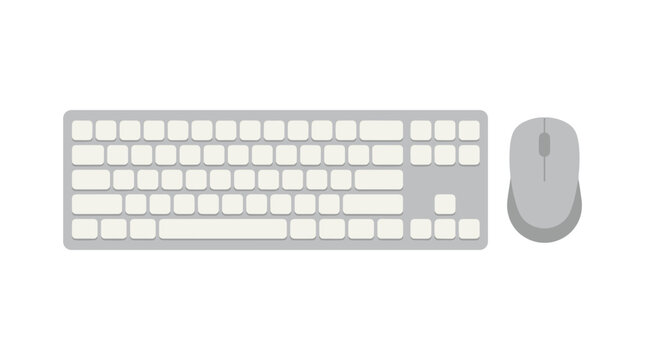 Computer Keyboard and Mouse: A modern computer keyboard and mouse set, presented in a clean, minimalist style, ready for connectivity and input.