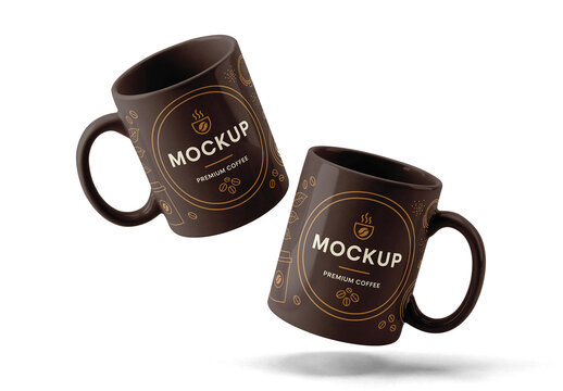 Coffee Mugs In A Floating Mockup