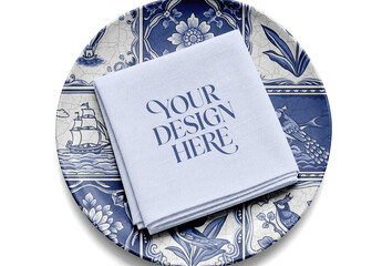Napkin Ceramic Plate Mockup