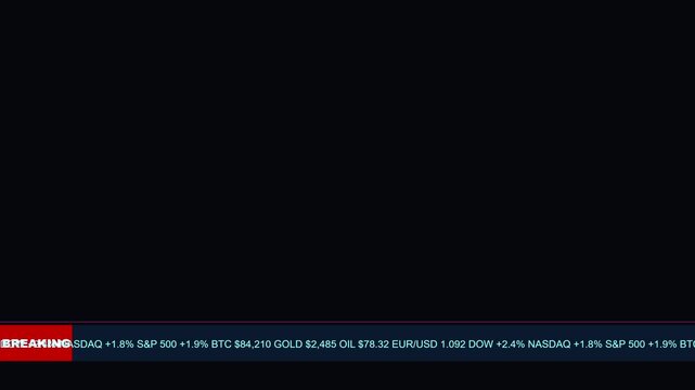 Breaking news lower third overlay with financial market ticker and stock data updates animation 4k news overlay