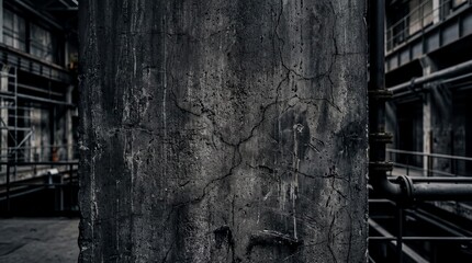 Fototapeta premium urban aesthetic design, textured dark concrete wall with subtle cracks, exuding an industrial vibe