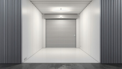 Fototapeta premium Modern garage room with open rolling gates
