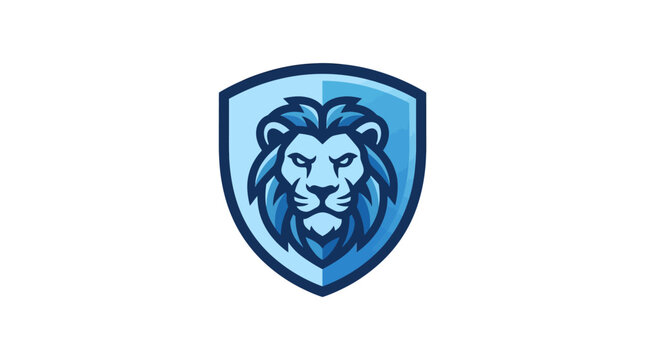 lion shield logo, blue lion head emblem