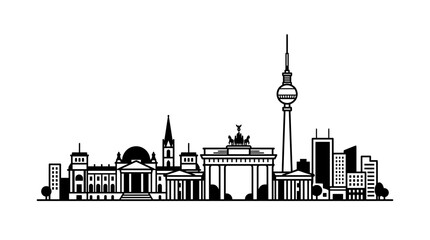 Berlin Skyline Silhouette - Famous Landmarks Vector Illustration © beni