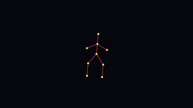 Human pose estimation skeleton tracking animation for ai and computer vision technology 4k