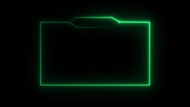 Modern glowing neon text box frame animation on a black background featuring a clean luminous border for titles, captions, and promotional messages. Futuristic motion graphic ideal for lower