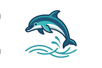 Naklejka premium Jumping Dolphin Flat Vector Illustration