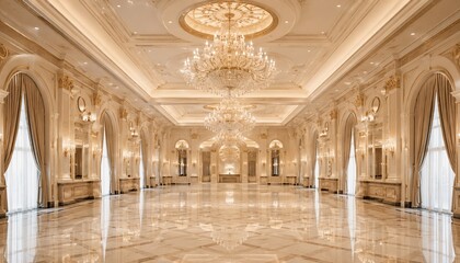 Obraz premium Grand Luxury Ballroom with Crystal Chandeliers and Classical Interior