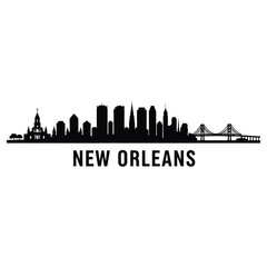 Obraz premium Detailed black silhouette of the New Orleans city skyline landmark