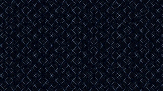 Abstract dark blue diagonal grid pattern motion background, seamless geometric animation loop 4k