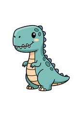 Fototapeta premium Cute cartoon dinosaur standing and smiling with happy expression.