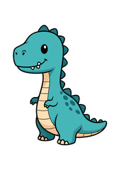Fototapeta premium Cute cartoon dinosaur standing and smiling with happy expression.