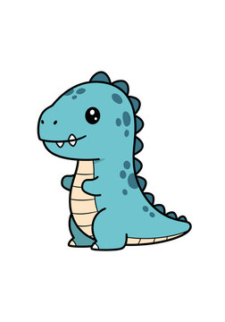Cute cartoon dinosaur standing on its hind legs with a friendly expression.