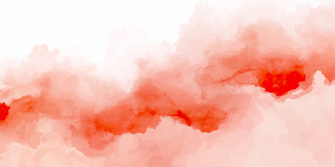 Abstract red watercolor sky with clouds and smoke texture on vintage paper background light atmospheric cloudscape with grunge winter weather tones © MDBAKKER