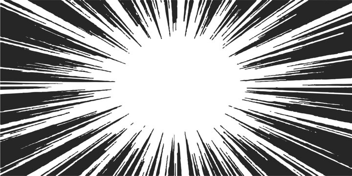 Black and white manga speed lines abstract vector background