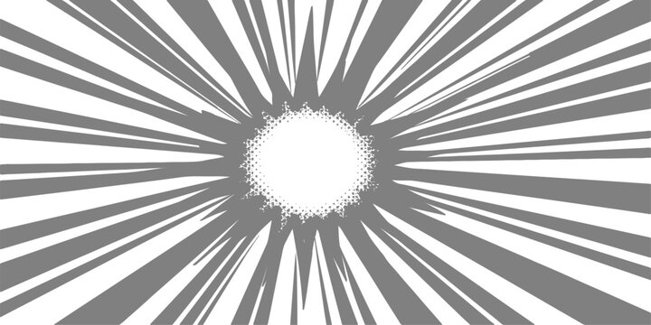 Grey manga speed lines background with spiky explosion center
