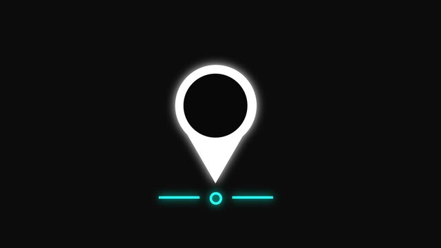 Digital Map Pinpoint Searching Loading Animation on black background .