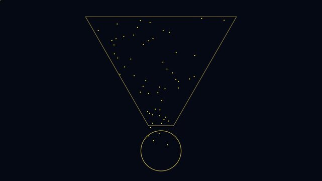 Abstract funnel concept with falling particles animation for business data visualization and marketing strategy 4k