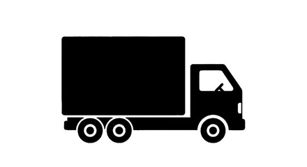 Fototapeta premium Minimal black silhouette icon, simple flat vector, bold black shape, no gradients, no shading black silhouette icon of a delivery truck on a, flat icon style