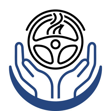 An evocative symbol depicting hands holding a steering wheel, embodying safety, control, and responsibility associated with driving, urging awareness on the road.