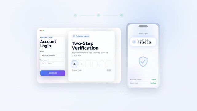 Two Step Verification Process Animation Mobile and Web