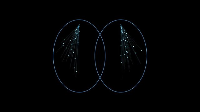 Digital venn diagram with glowing data particles and network connections animation 4k data visualization