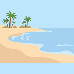 Obraz premium A peaceful tropical beach with palm trees and blue water