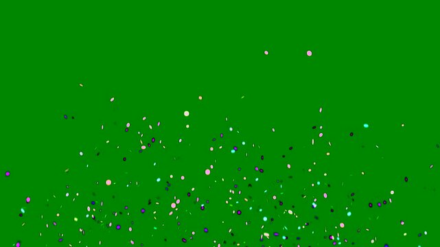 Multicolor confetti explosion falling down. Festive party celebration background.