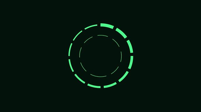 Green circular hud loading spinner animation for digital interface 4k