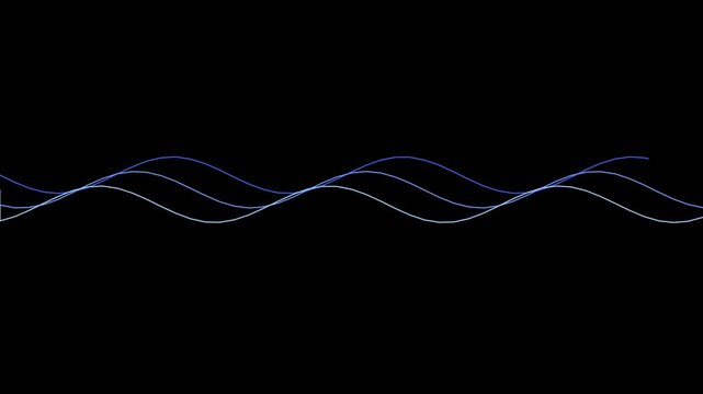 Minimalist abstract blue wave lines flowing on animation 4k black background, for modern digital, and tech motion
