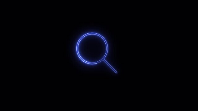  Glowing magnifying glass icon appears centered on a screen  an active information scan animated search icon searching icon animated.