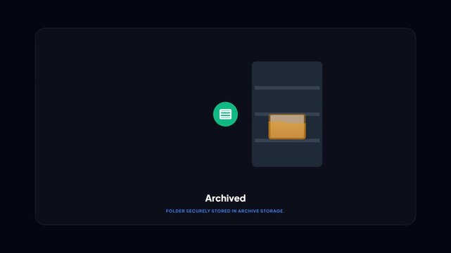 Detecting Idle Folder Process Inactive Assets Moved to Archive Storage Dark Theme Flat Design Animation