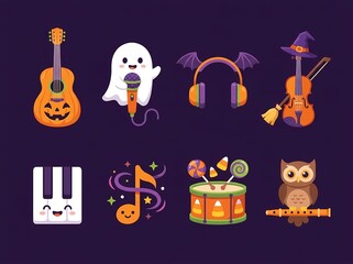 Fototapeta premium music set of halloween icons