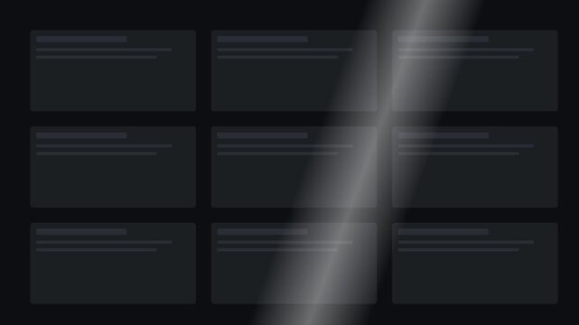 Minimalist dark ui dashboard interface with smooth light beam transition effect animation 4k dark mode