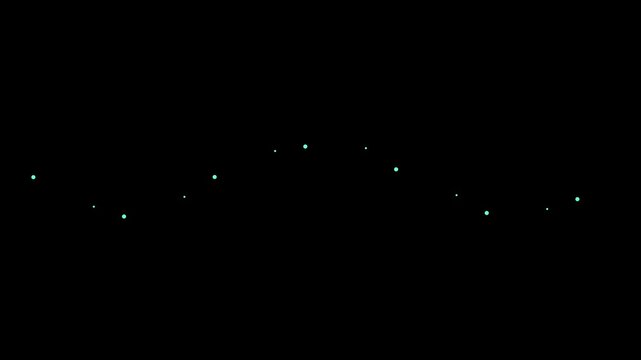 Minimalist glowing particle wave animation on 4k black background, abstract digital flow motion for technology and science presentations