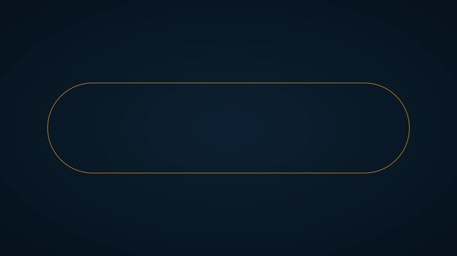Minimalist gold rounded rectangle frame on dark blue animation 4k background, for text overlay border