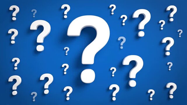 White Question Mark Symbol on a Blue Background