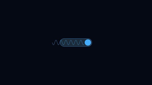 Minimalist loading spinner animation with blue circle and sine wave progress bar for ui/ux and digital interface projects 4k
