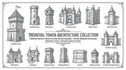 Medieval Castle Tower Architecture Collection - European Fortress Designs © Duren